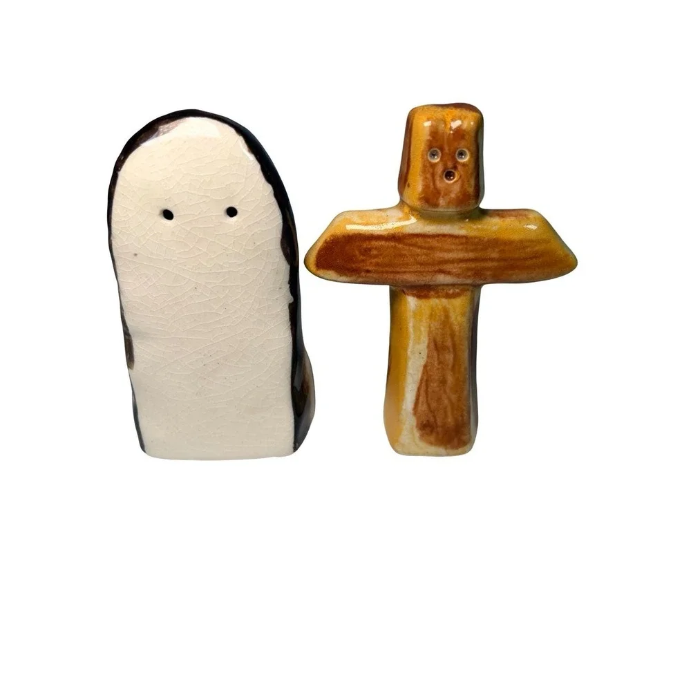 VTG Native American Chief Totem‎ Pole Salt Pepper Shakers Japan Souvenir Set